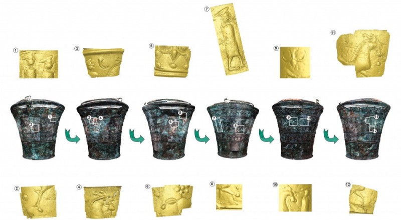 Figure 2. Situla 2 from Grave IV/3, Kandija, Novo Mesto (digital images produced by A. Evans, and reproduced courtesy of the Fragmented Heritage Project, University of Bradford and the Dolenjska Museum).